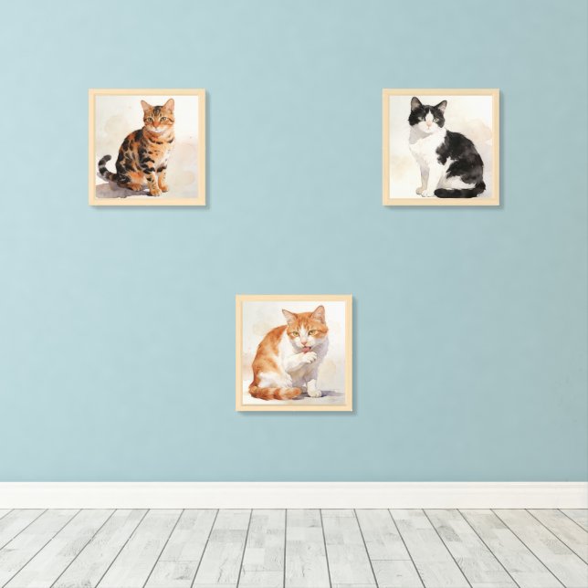 Chinese Garden Cat Print Set (Wood Floor)