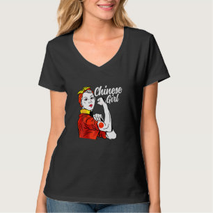 Chinese Girl China Flag Culture Heritage Country R T-Shirt