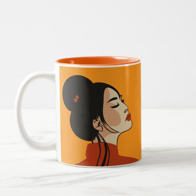 chinese girl hairstyles Two-Tone coffee mug (Left)