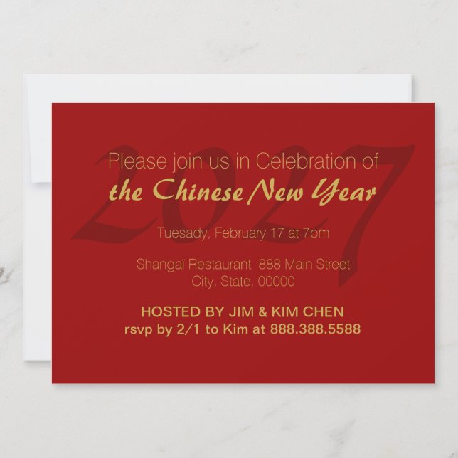 Chinese Goat Ram Sheep Year red gold Greeting VFCI Invitation (Back)