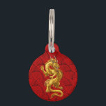 Chinese Gold Dragon Animal Pet ID Tag<br><div class="desc">Custom animal pet ID tag featuring Chinese gold dragon with red fan background, and gold on the back, Makes a nice gift for Chinese Dragon birthday and Chinese New Year gifts. • Happy Birthday, Wood Dragons of 2024! • You are a Dragon if you are born these years: 1928, 1940,...</div>