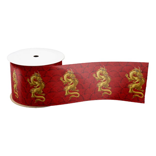 Chinese Gold Dragon Gift Wrapping Ribbon (Spool)
