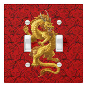 Chinese Gold Dragon Good Luck Light Switch Cover