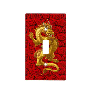 Chinese Gold Dragon Good Luck Light Switch Cover
