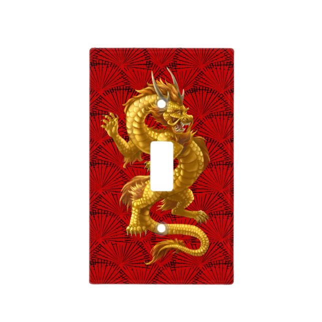Chinese Gold Dragon Good Luck Light Switch Cover (Front)