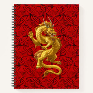 Chinese Gold Dragon Spiral Notebook