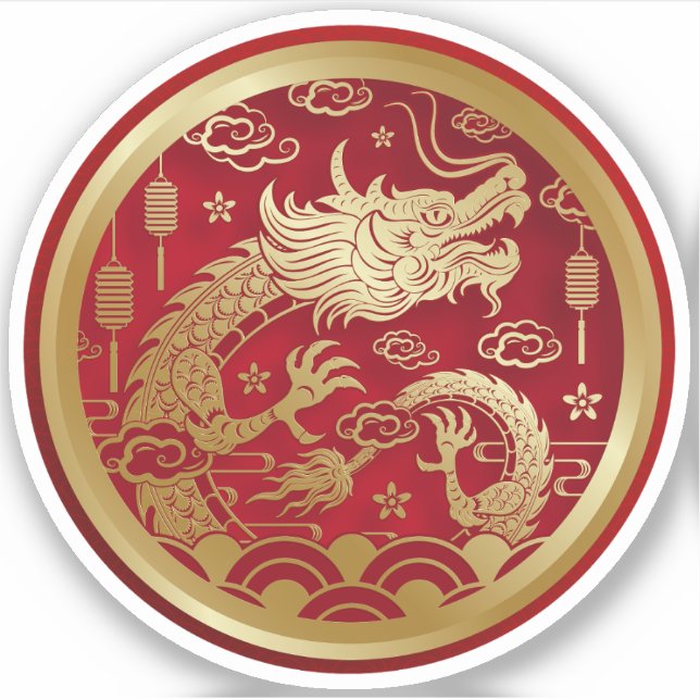 Chinese Golden dragon Year of the dragon 2024 Sticker (Front)