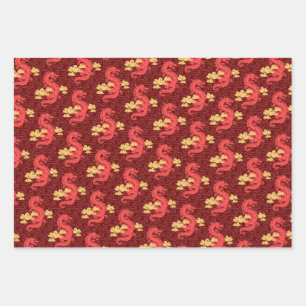 Chinese Golden Dragons New year luxury oriental Wrapping Paper Sheets