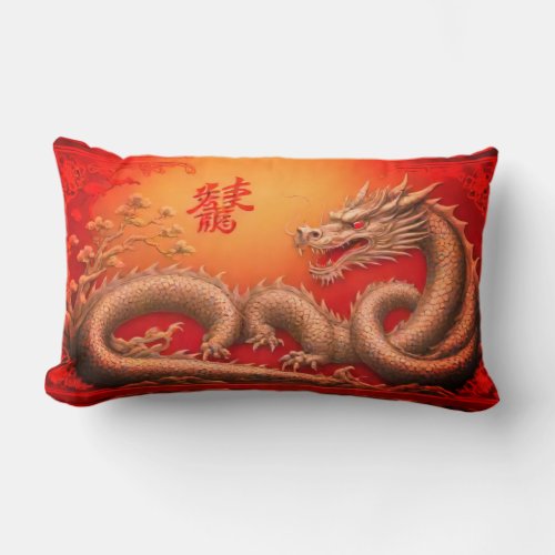 Chinese golden red dragon new year Throw Pillow