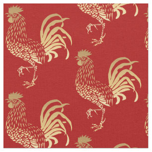 Chinese Golden Rooster Year Zodiac Birthday fabric