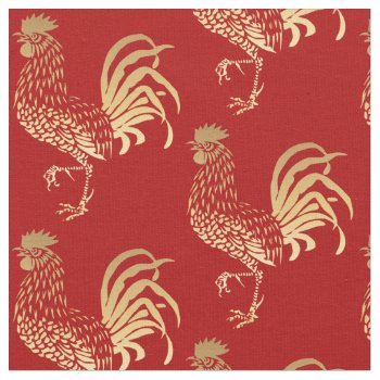 Chinese Golden Rooster Year Zodiac Birthday Fabric by 2017_Year_of_Rooster at Zazzle