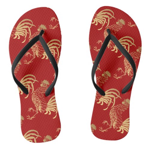 Chinese Golden Rooster Year Zodiac Birthday FlipF Flip Flops