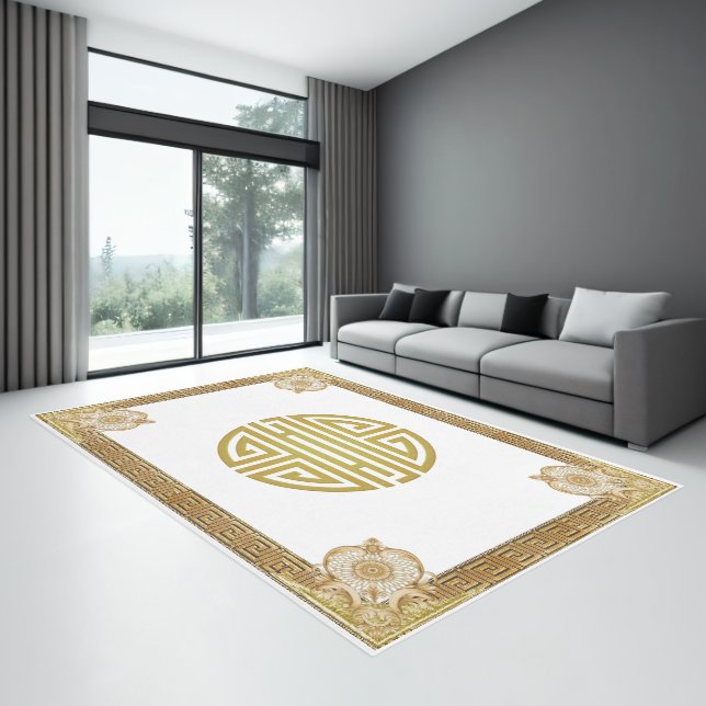 Chinese Good Luck Longevity  Aubusson Area Rug  (Insitu (Indoor 3))
