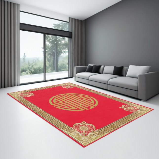 Chinese Good Luck Longevity  Aubusson Area Rug  (Insitu (Indoor 3))