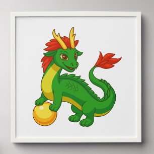 Chinese Green Dragon Peel And Stick Photo Tile