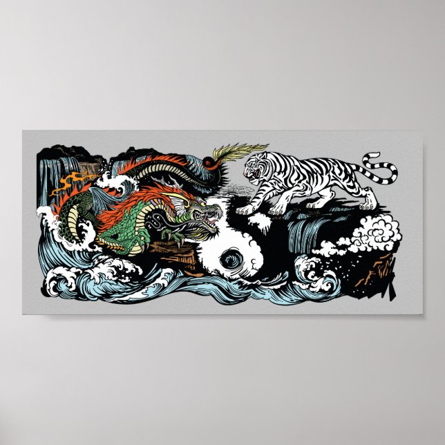 Chinese Green Dragon versus White Tiger Poster (Front)