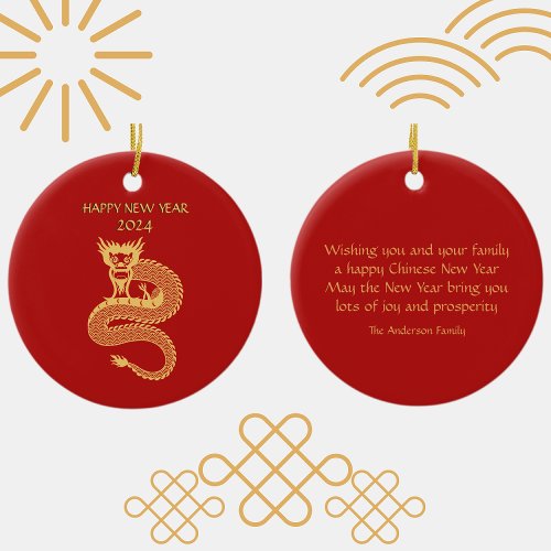  Chinese Happy New Year Of Dragon Gift Tag Ceramic Ornament