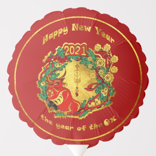 Chinese Happy New Year of The Ox Balloon (Front)