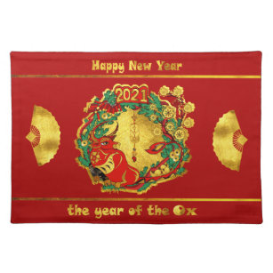 Chinese Happy New Year of The Ox Cloth Placemat