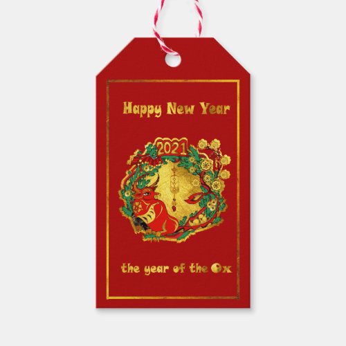 Chinese Happy New Year of The Ox Gift Tags