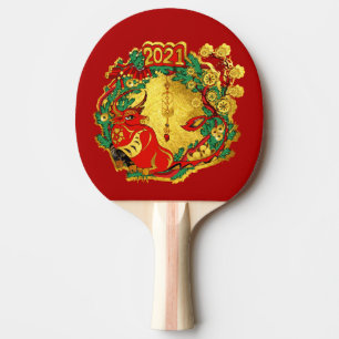 Chinese Happy New Year of The Ox Ping Pong Paddle