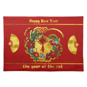 Chinese Happy New Year of The Rat Cloth Placemat