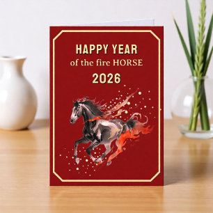 Chinese Happy Year of the Fire Horse 2026  Holiday Card