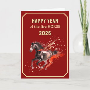 Chinese Happy Year of the Fire Horse 2026  Holiday Card