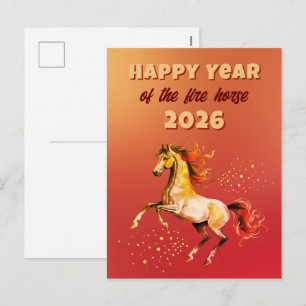 Chinese Happy Year of the Fire Horse 2026 Holiday Postcard