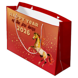 Chinese Happy Year of the Fire Horse 2026 Large Gift Bag