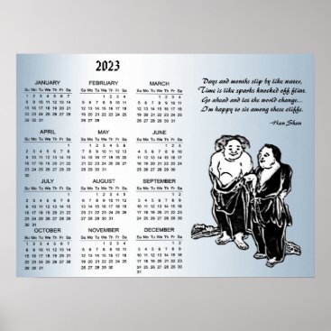 Chinese Hermit Poets 2023 Blue Calendar Poster