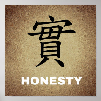 CHINESE HONESTY SYMBOL CHARACTER EXPRESSIONS FEELI POSTER