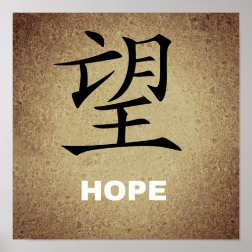 CHINESE HOPE SYMBOL CHARACTER EXPRESSIONS FEELINGS POSTER