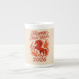 Chinese Horoscope 2026 Red Fire Horse Bone China Mug