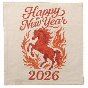 Chinese Horoscope 2026  Red Fire Horse Cloth Napkin