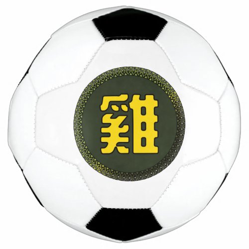 Chinese horoscope zodiac sign rooster emblem logo soccer ball