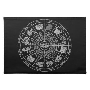Chinese Horoscope Zodiac Wheel Cloth Placemat