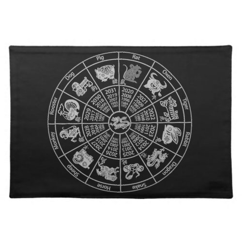 Chinese Horoscope Zodiac Wheel Cloth Placemat