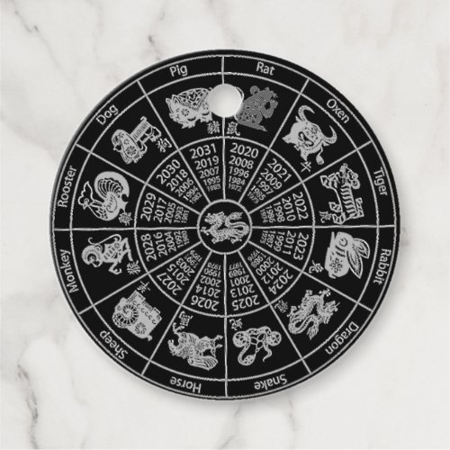 Chinese Horoscope Zodiac Wheel Favor Tags