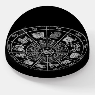 Chinese Horoscope Zodiac Wheel Paperweight