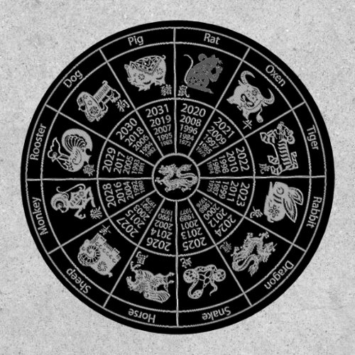 Chinese Horoscope Zodiac Wheel Patch