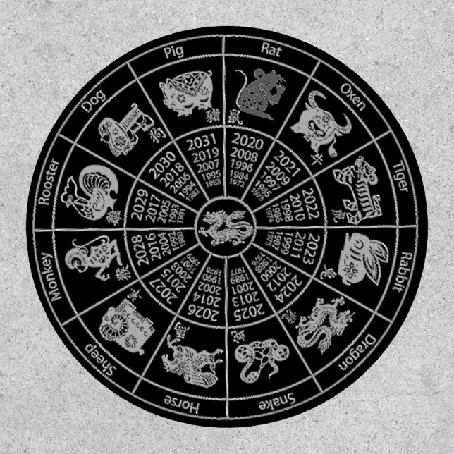 Chinese Horoscope Zodiac Wheel Patch (Front)