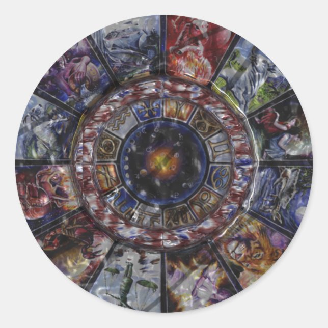 Chinese Horoscope Zodiac Wheel Sitckers Classic Round Sticker (Front)