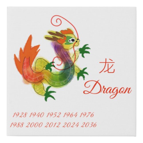 Chinese horoscopes Dragon Faux Canvas Print
