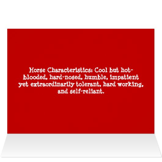 Chinese Horse Astrology Card (Inside Horizontal (Top))