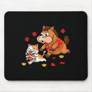 Chinese Horse Cat Funny Kids Mens Womens Happy New Mouse Pad