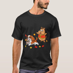 Chinese Horse Cavalier King Charles Spaniel Happy  T-Shirt