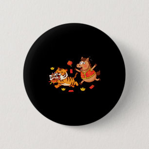 Chinese Horse Funny Tiger Kids Mens Womens Happy N Button