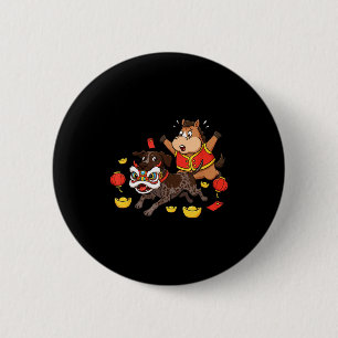 Chinese Horse German Shorthaired Pointer Dog Happy Button