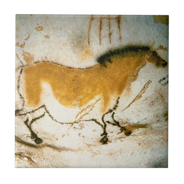 Chinese Horse,Lascaux Prehistoric Cave Paintings Ceramic Tile (Front)